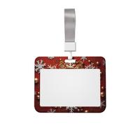 Merry Christmas Too - Soporte para tarjetas de identificación con cordón separable, funda protectora horizontal para tarjetas de identificación para oficina, funda de plástico duro con ventana