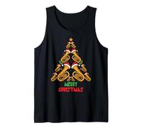 Merry Christmas Tuba Tree Tuba Music Lover Xmas Holiday Camiseta sin Mangas