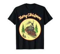 Merry Christmas Vintage Train Locomotora Winter Holiday tee Camiseta gráfica económica