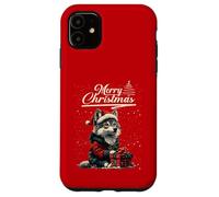 Merry Christmas Wolf Santa Hat Animal Cute Xmas Holiday Carcasa para iPhone 11