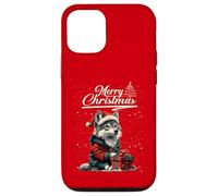 Merry Christmas Wolf Santa Hat Animal Cute Xmas Holiday Carcasa para iPhone 12/12 Pro