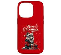 Merry Christmas Wolf Santa Hat Animal Cute Xmas Holiday Carcasa para iPhone 14 Pro
