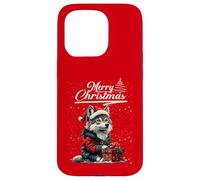 Merry Christmas Wolf Santa Hat Animal Cute Xmas Holiday Carcasa para iPhone 15 Pro