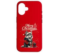 Merry Christmas Wolf Santa Hat Animal Cute Xmas Holiday Carcasa para iPhone 16