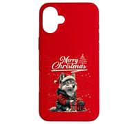 Merry Christmas Wolf Santa Hat Animal Cute Xmas Holiday Carcasa para iPhone 16 Plus