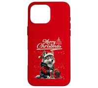 Merry Christmas Wolf Santa Hat Animal Cute Xmas Holiday Carcasa para iPhone 16 Pro MAX