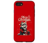 Merry Christmas Wolf Santa Hat Animal Cute Xmas Holiday Carcasa para iPhone SE (2020) / 7/8