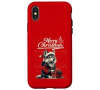 Merry Christmas Wolf Santa Hat Animal Cute Xmas Holiday Carcasa para iPhone X/XS