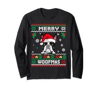 Merry Christmas Woofmas Boston Terrier Dog Funny Ugly Xmas Manga Larga
