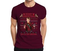 Merry Christmas Ya Filthy Animal Navidad Kevin Kult Humor Camiseta Hombre, granate, S