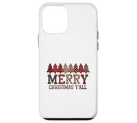 Merry Christmas Y'all Buffalo Plaid Leopard Trees Carcasa para iPhone 12 Mini