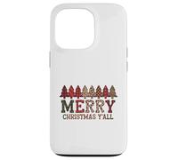 Merry Christmas Y'all Buffalo Plaid Leopard Trees Carcasa para iPhone 13 Pro
