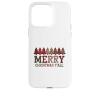 Merry Christmas Y'all Buffalo Plaid Leopard Trees Carcasa para iPhone 15 Pro MAX