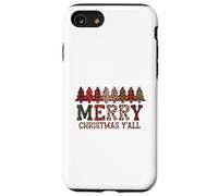 Merry Christmas Y'all Buffalo Plaid Leopard Trees Carcasa para iPhone SE (2020) / 7/8