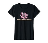 Merry Christmas Yall Pink Cowgirl Boots Disco Western Camiseta