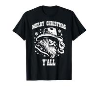 Merry Christmas Yall Santa Cowboy Xmas Country Hombres Mujeres Niños Camiseta