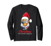 Merry Christmas You Filthy Liberals: Eagle Trump Santa Funny Manga Larga