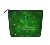Merry Christmas1 - Organizador de viaje para mujer, bolsa de cosméticos de cáñamo falso, gran capacidad, con cremallera