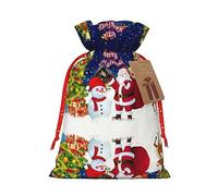 Merry Christmas7 - Bolsa resistente con cordón, perfecta para regalos, viajes y uso diario con etiquetas de regalo Kraft