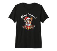Merry Corgmas Christmas Xmas Black Tricolor Corgi Lover Camiseta Premium