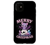 Merry Creepmas Gato Pastel Gótico Navidad Calavera Carcasa para iPhone 11