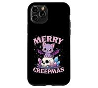 Merry Creepmas Gato Pastel Gótico Navidad Calavera Carcasa para iPhone 11 Pro