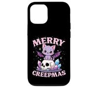 Merry Creepmas Gato Pastel Gótico Navidad Calavera Carcasa para iPhone 12/12 Pro