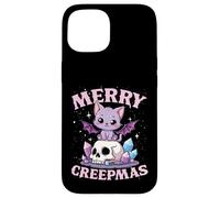 Merry Creepmas Gato Pastel Gótico Navidad Calavera Carcasa para iPhone 15