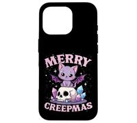 Merry Creepmas Gato Pastel Gótico Navidad Calavera Carcasa para iPhone 16 Pro