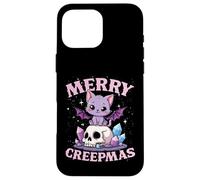 Merry Creepmas Gato Pastel Gótico Navidad Calavera Carcasa para iPhone 16 Pro MAX