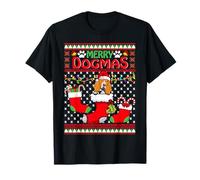 Merry Dogmas Basset Hound Dog Divertido Feo Navidad Navidad Camiseta