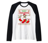 Merry Dogmas Pug Dog Funny Feo Navidad Navidad Camiseta Manga Raglan