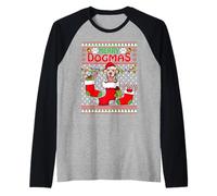 Merry Dogmas Rhodesian Ridgeback Dog Ugly Christmas Xmas Camiseta Manga Raglan