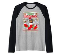 Merry Dogmas Rottweiler Dog Funny Ugly Christmas Xmas Camiseta Manga Raglan