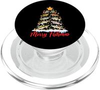 Merry Fishmas Funny Christmas Tree Lights Fish Fishing Rod PopSockets PopGrip para MagSafe
