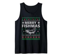 Merry Fishmas Ugly Christmas Pijama Disfraz Fishman Camiseta sin Mangas