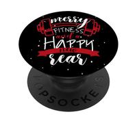 Merry Fitness Happy New Rear Funny Gym Workout Christmas PopSockets PopGrip Adhesivo