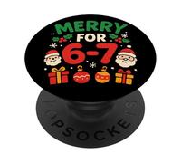 Merry For 6-7 Fun 67 Número 6-7 Christmas Six Seven PopSockets PopGrip Adhesivo