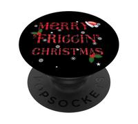 Merry Friggin Christmas, Pijama de Navidad búfalo a Cuadros PopSockets PopGrip Adhesivo