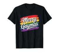 Merry Gaymas Christmas Santa Human LGBT Gay Pride Flag Xmas Camiseta