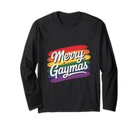 Merry Gaymas Christmas Santa Human LGBT Gay Pride Flag Xmas Manga Larga