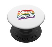 Merry Gaymas Christmas Santa Human LGBT Gay Pride Flag Xmas PopSockets PopGrip Adhesivo