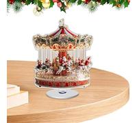 Merry Go Round Ornament | 2D Acrylic Traditional Desktop Christmas Decoration | Winter Holiday Horse Party Decor | for Window Festival Party Store Display