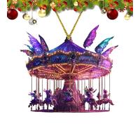 Merry Go Round Ornament, Colorful Light Pendant, Acrylic Holiday Decor, Festive Accent Bringing Charming Seasonal Style Indoors, 28x25cm, for Cars Walls Rooms-Zone