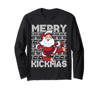 Merry Kickmas Karate Santa Claus Kung Fu Taekwondo MMA Niños Manga Larga