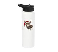 Merry KissMyAss Donkey Wearing Santa Hat Lights Women Men Stainless Steel Insulated Water Bottle