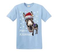 Merry KissMyAss DUNKY Christmas Funny Gift - Camiseta de Navidad para hombre, Camiseta azul cielo con estampado negro, L