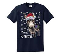 Merry KissMyAss DUNKY Christmas Funny Gift - Camiseta de Navidad para hombre, Camiseta azul marino con estampado blanco, 5XL