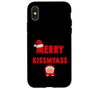 Merry KissMyAss Funny Santa Christmas Dirty Joke Carcasa para iPhone X/XS