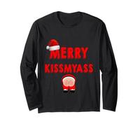 Merry KissMyAss Funny Santa Christmas Dirty Joke Manga Larga